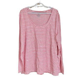 NWT Old Navy Pink Striped Long Sleeve Scoop Neck Top Size XXL